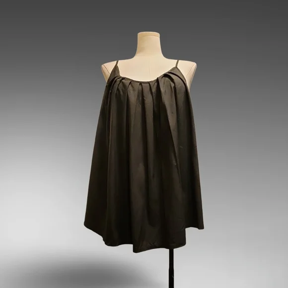 Dark Camo Green Pleated Babydoll Sleeveless Camisole Top - Picture 2 of 11